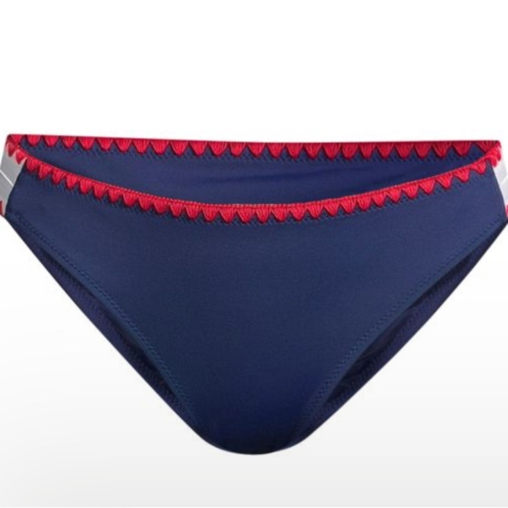 NWT Vineyard Vines Women’s Plus Navy Bikini Bottom with Red Trim